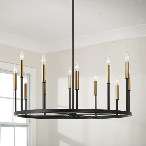 Capital Lighting Davis 12 Light Chandelier, Espresso and Brass