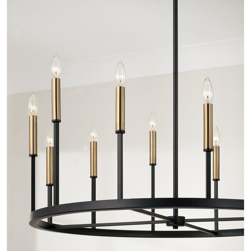 Capital Lighting Davis 12 Light Chandelier, Espresso and Brass