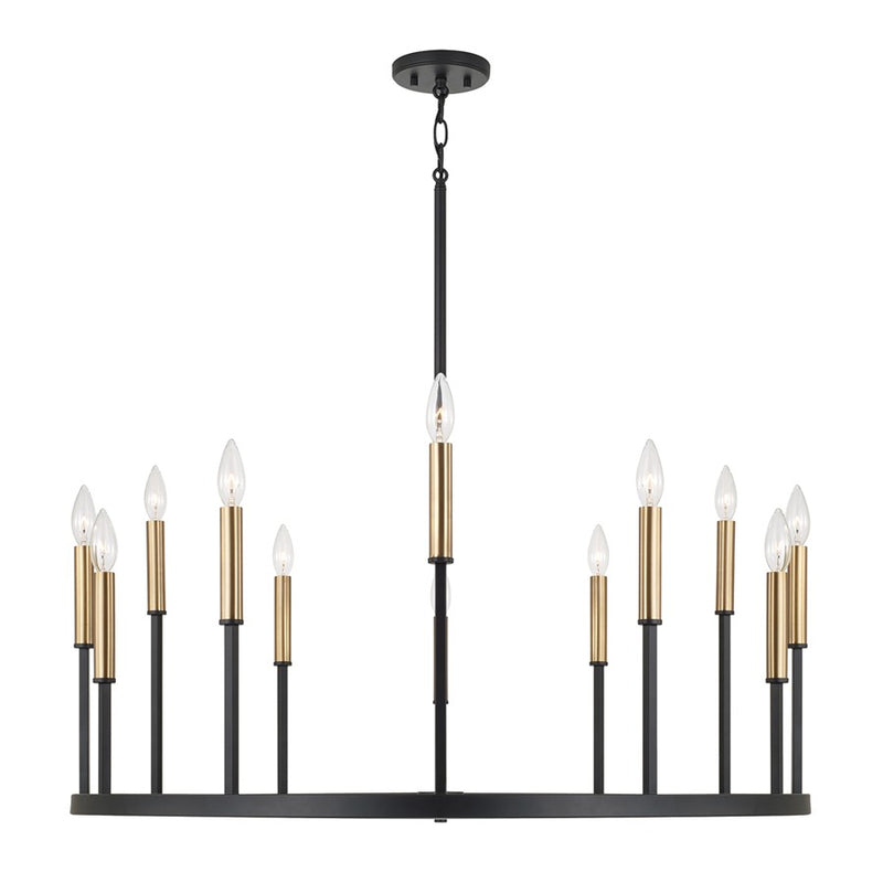 Capital Lighting Davis 12 Light Chandelier, Espresso and Brass