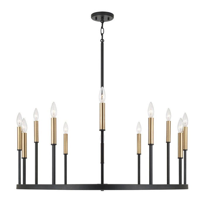 Capital Lighting Davis 12 Light Chandelier, Espresso and Brass
