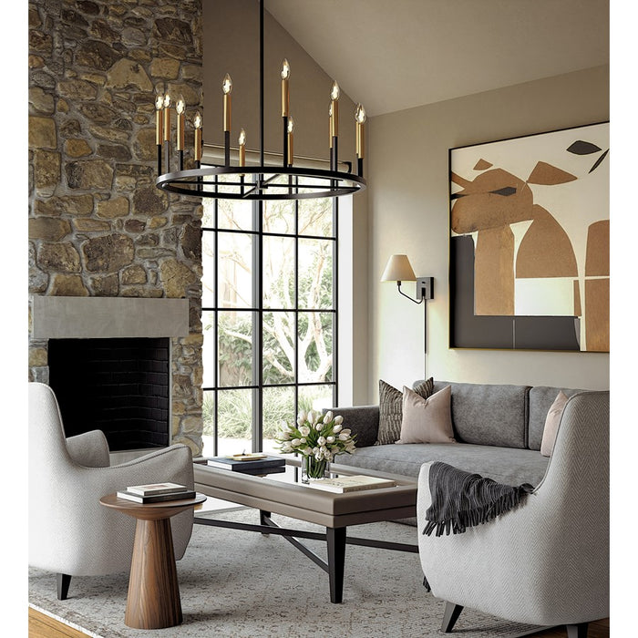 Capital Lighting Davis 12 Light Chandelier, Espresso and Brass