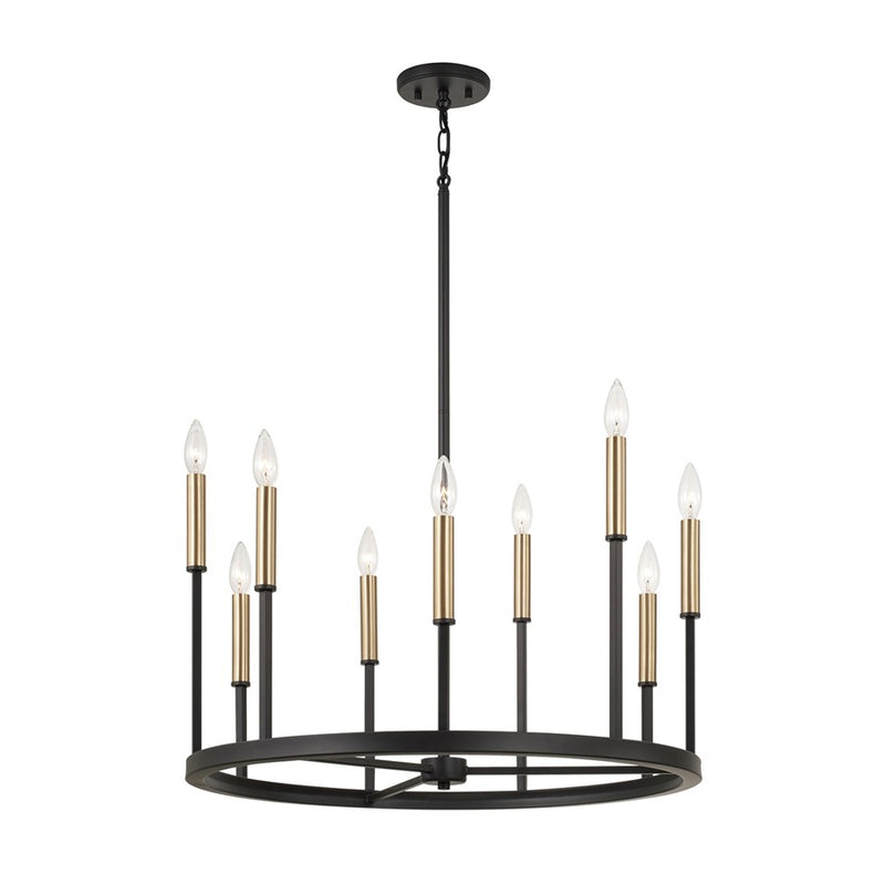 Capital Lighting Davis 9 Light Chandelier, Espresso and Brass