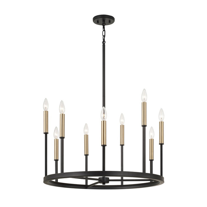 Capital Lighting Davis 9 Light Chandelier, Espresso and Brass - 458381ER