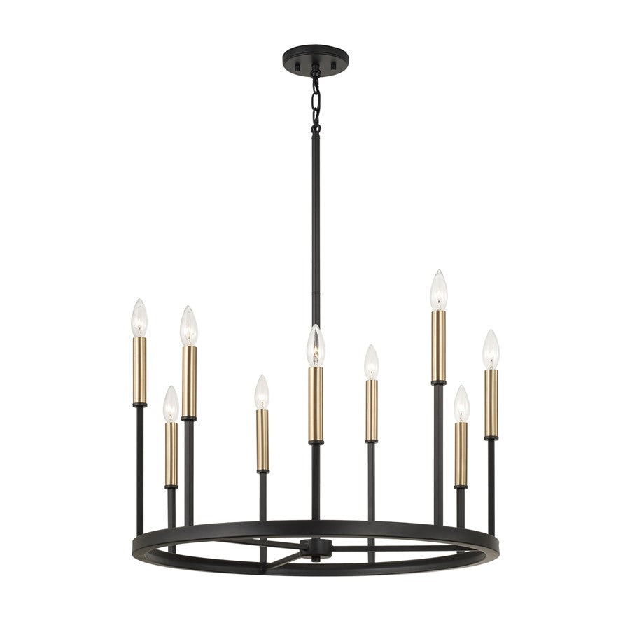 Capital Lighting Davis 9 Light Chandelier, Espresso and Brass - 458381ER