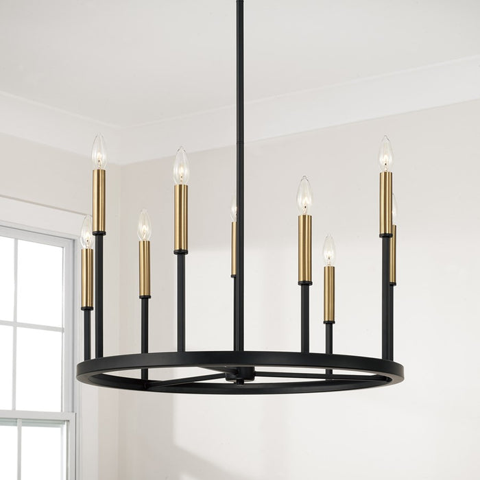 Capital Lighting Davis 9 Light Chandelier, Espresso and Brass