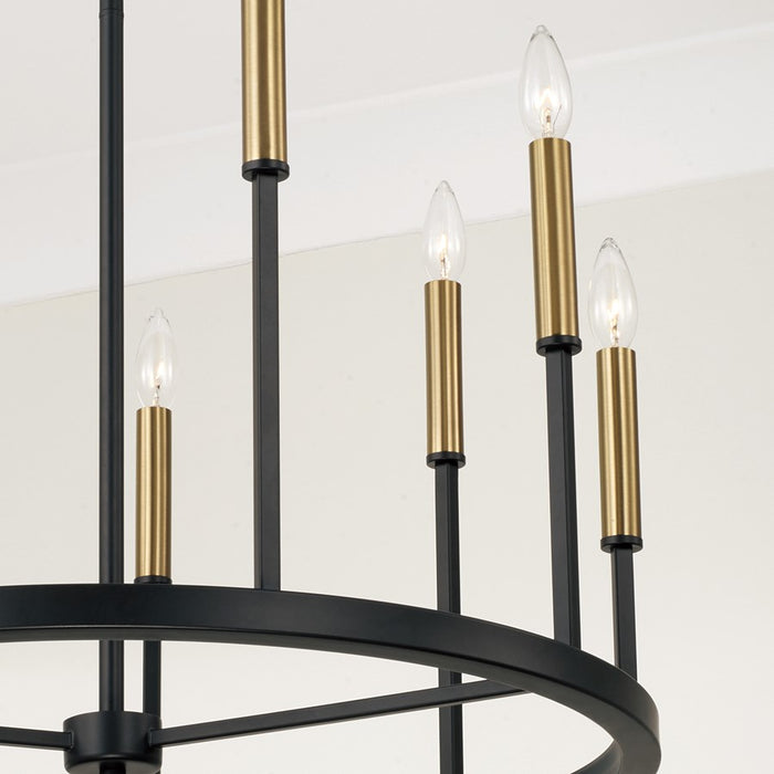 Capital Lighting Davis 9 Light Chandelier, Espresso and Brass