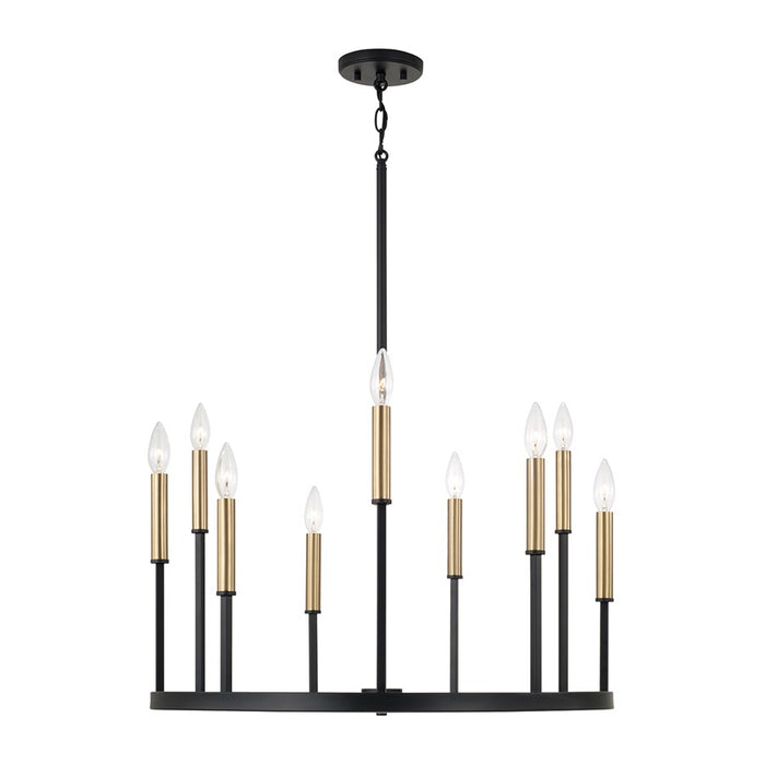 Capital Lighting Davis 9 Light Chandelier, Espresso and Brass