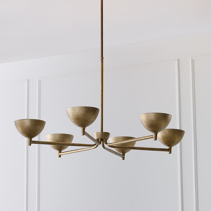 Capital Lighting Francesca 6Lt Chandelier, Gold/Textured Metal