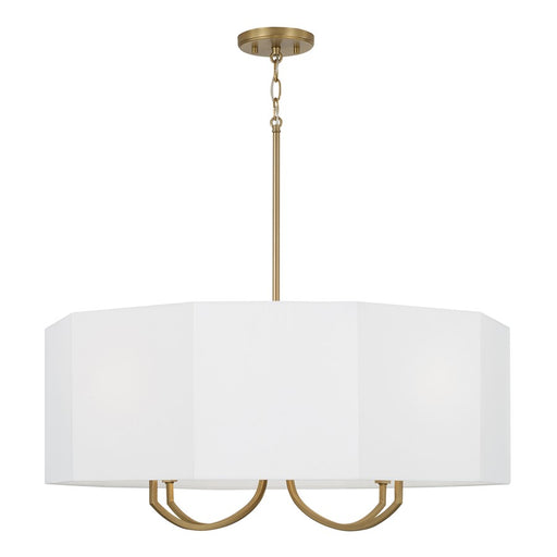 Capital Lighting Adrian 4 Light Chandelier, Aged Brass/White Fabric - 459541AD