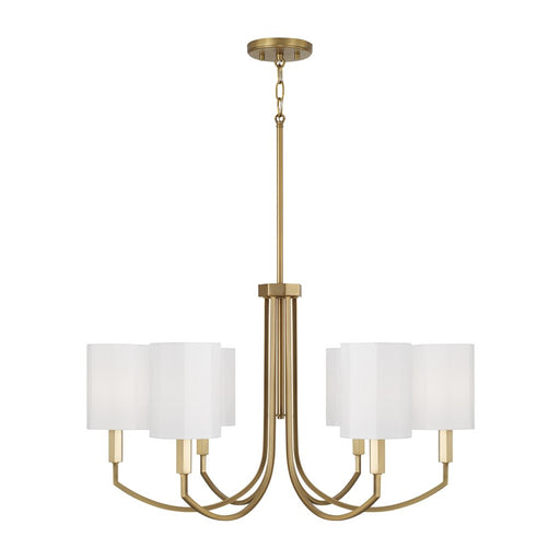 Capital Lighting Adrian 6Lt Chandelier, Aged Brass/White Fabric - 459561AD-716