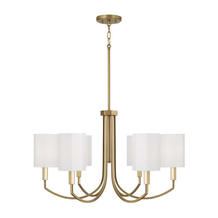Capital Lighting Adrian 6Lt Chandelier, Aged Brass/White Fabric - 459561AD-716
