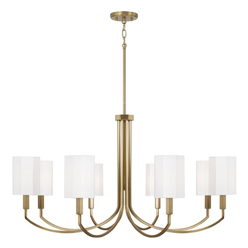Capital Lighting Adrian 8Lt Chandelier, Aged Brass/White Fabric - 459581AD-716