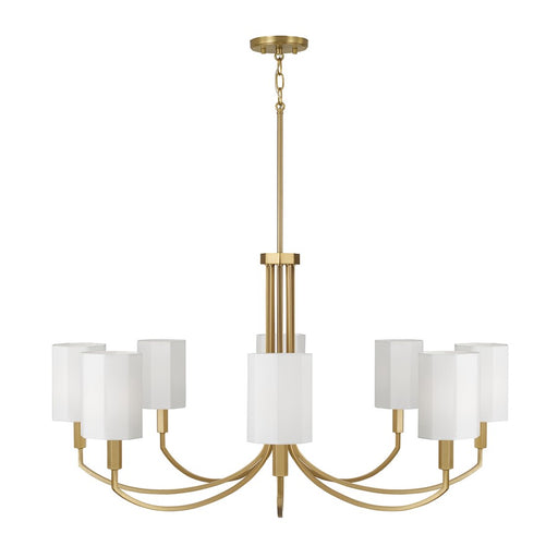 Capital Lighting Adrian 8Lt Chandelier, Aged Brass/White Fabric