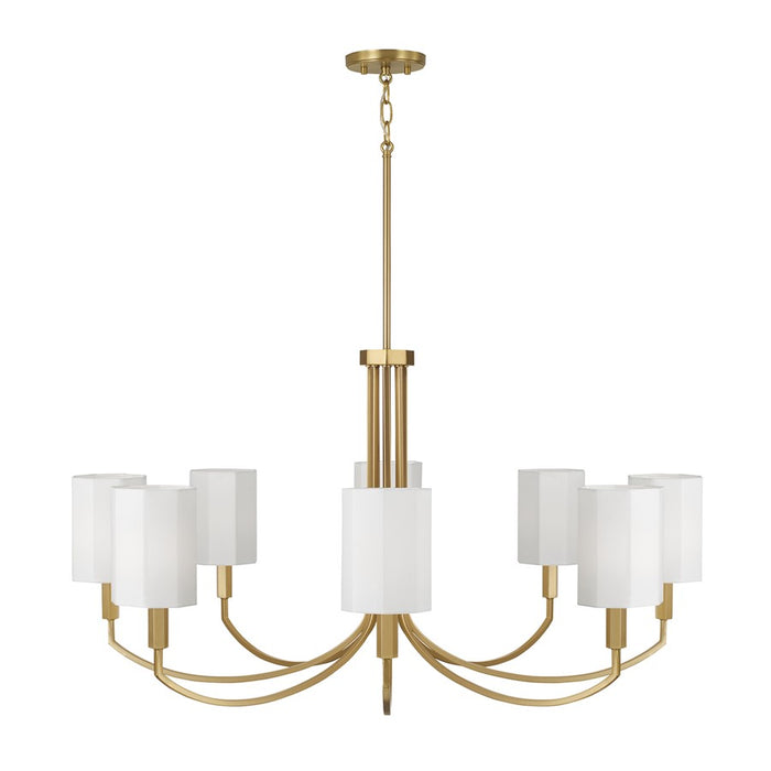 Capital Lighting Adrian 8Lt Chandelier, Aged Brass/White Fabric