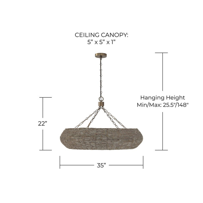 Capital Lighting Morada 8Lt Chandelier, Aegean Grey and Dark Brass