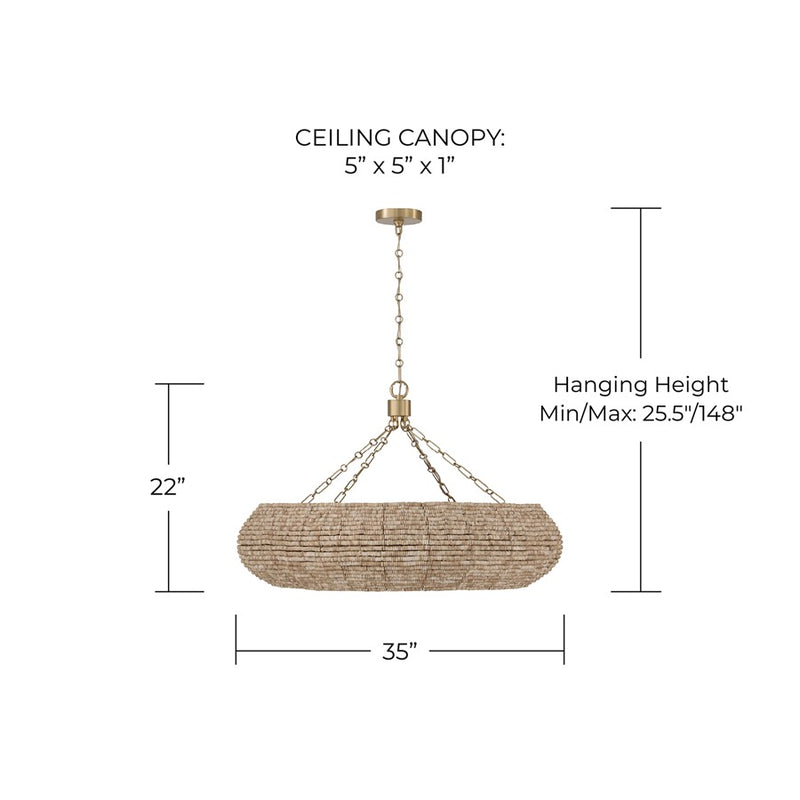 Capital Lighting Morada 8Lt Chandelier,Lt Fawn and Matte Brass