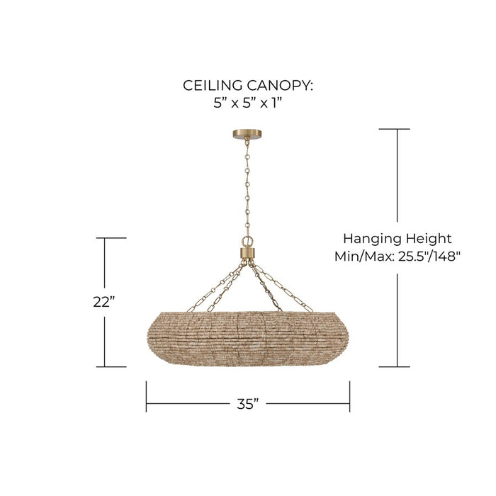 Capital Lighting Morada 8Lt Chandelier,Lt Fawn and Matte Brass