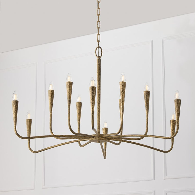 Capital Lighting Savari 12 Light Chandelier, Artisan Gold