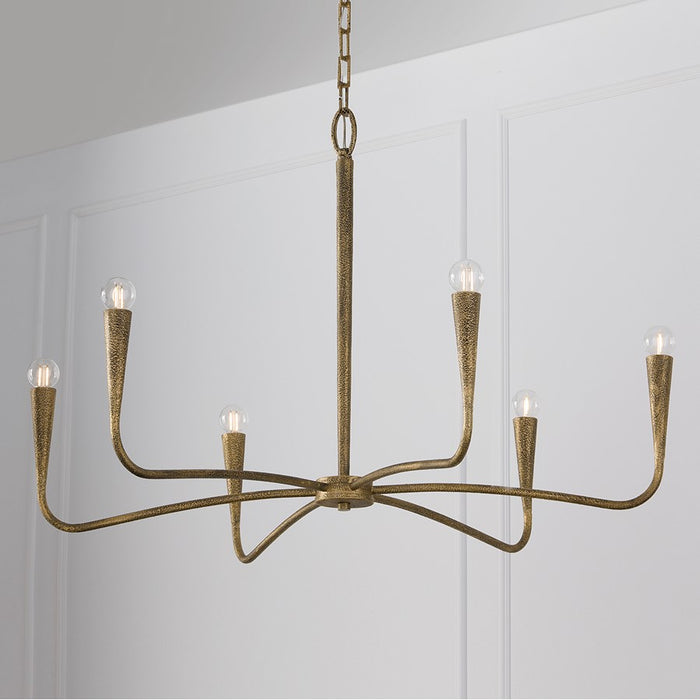 Capital Lighting Savari 6 Light Chandelier, Artisan Gold