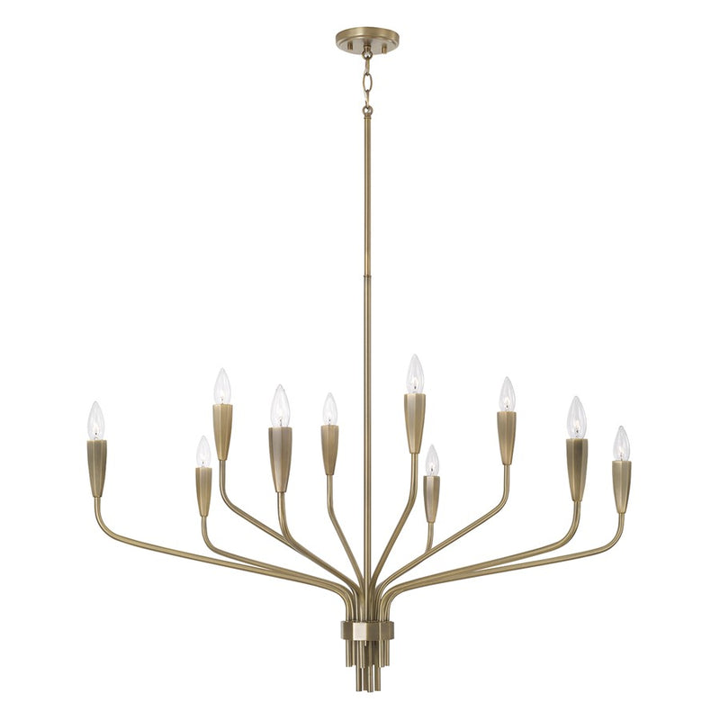 Capital Lighting Palmer 10 Light Chandelier, Antiqued Brass