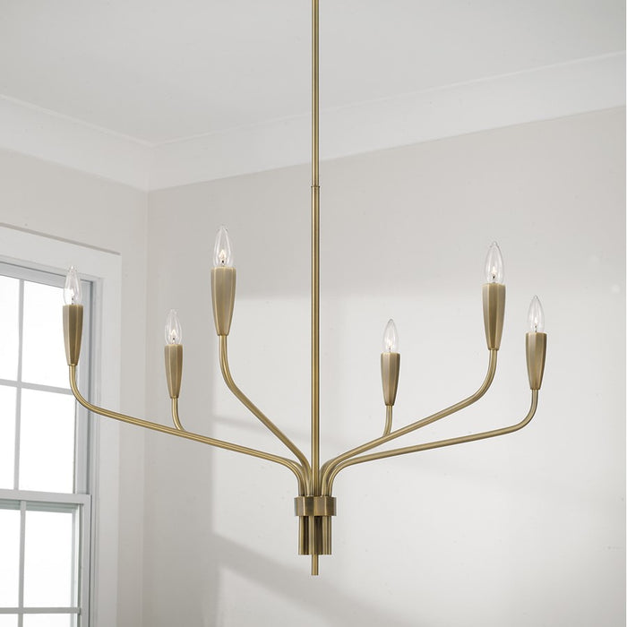 Capital Lighting Palmer 6 Light Chandelier, Antiqued Brass