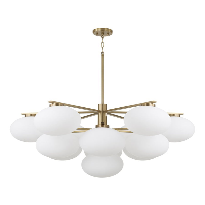 Capital Lighting Soren 13Lt Chandelier, Aged Brass/Soft White Glass
