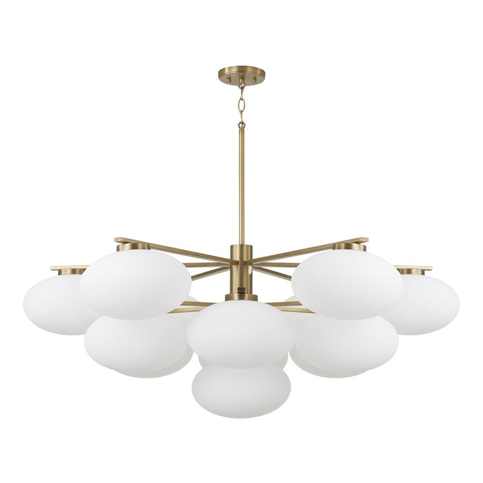 Capital Lighting Soren 13Lt Chandelier, Aged Brass/Soft White Glass - 460501AD