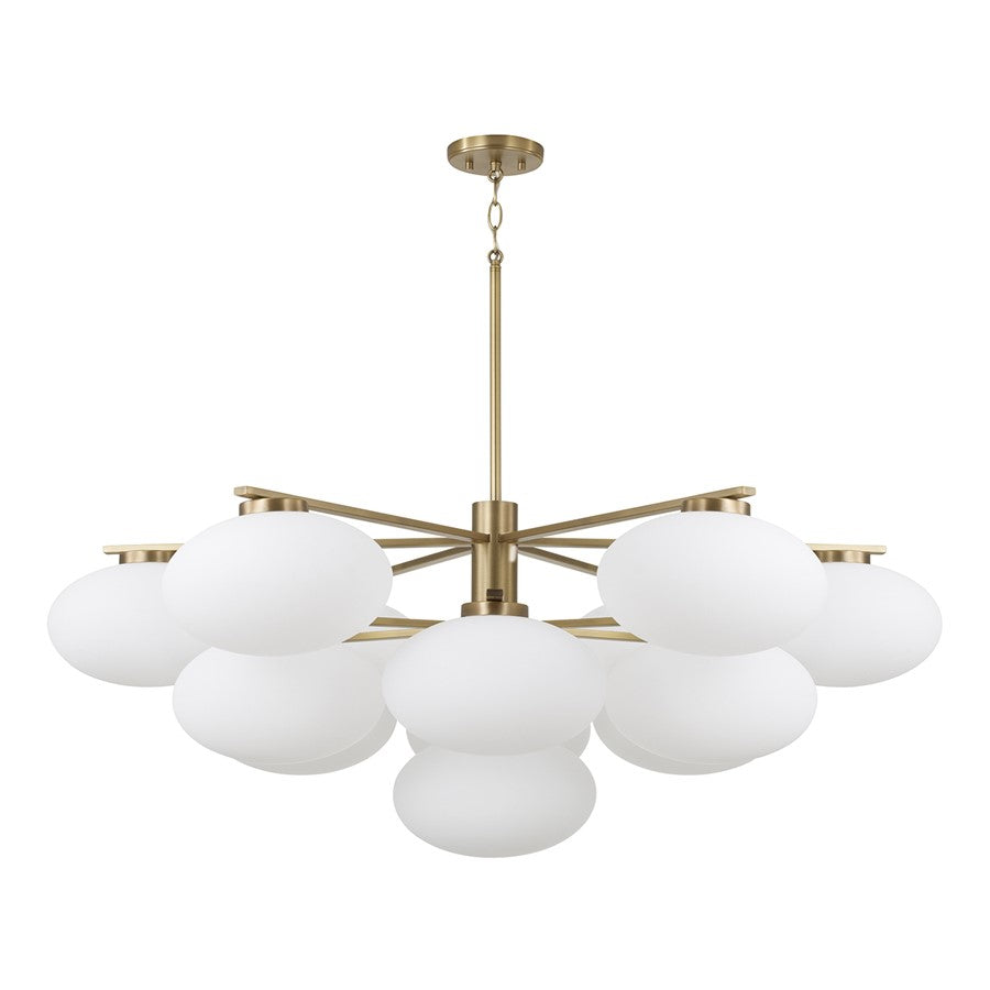 Capital Lighting Soren 13Lt Chandelier, Aged Brass/Soft White Glass - 460501AD