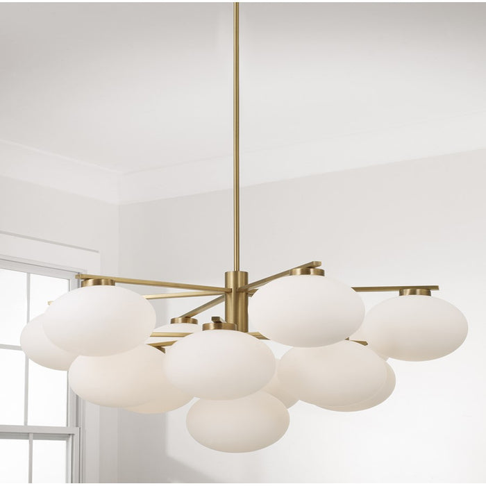 Capital Lighting Soren 13Lt Chandelier, Aged Brass/Soft White Glass