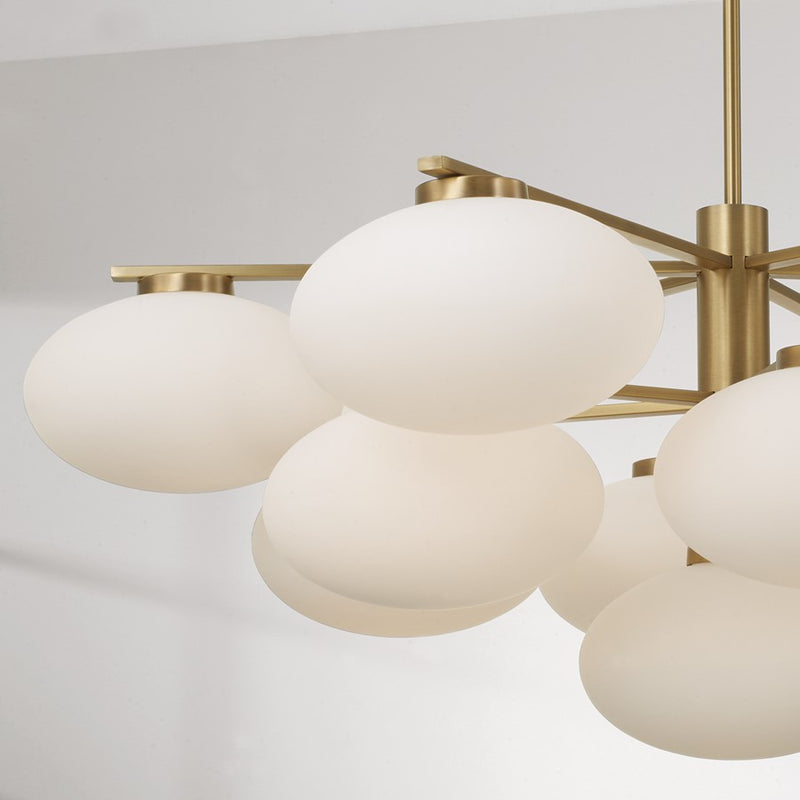 Capital Lighting Soren 13Lt Chandelier, Aged Brass/Soft White Glass