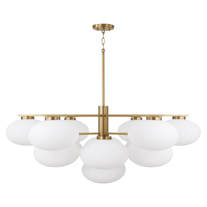 Capital Lighting Soren 13Lt Chandelier, Aged Brass/Soft White Glass