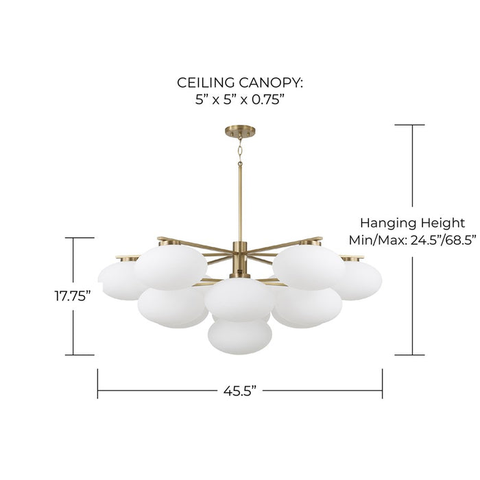 Capital Lighting Soren 13Lt Chandelier, Aged Brass/Soft White Glass