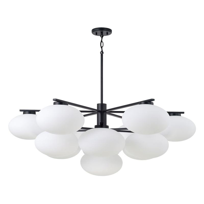 Capital Lighting Soren 13Lt Chandelier, Matte Black/Soft White Glass