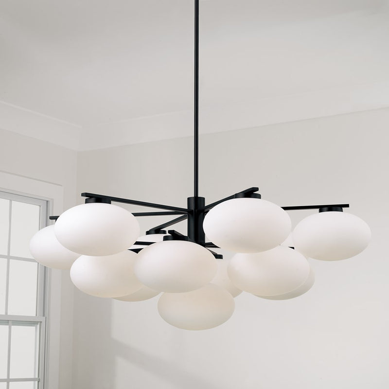 Capital Lighting Soren 13Lt Chandelier, Matte Black/Soft White Glass