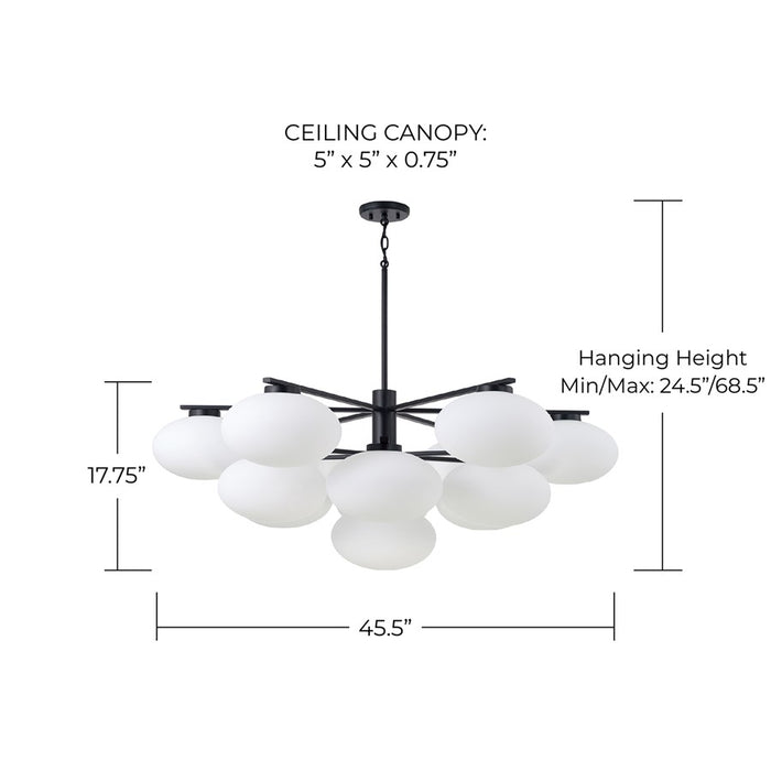 Capital Lighting Soren 13Lt Chandelier, Matte Black/Soft White Glass