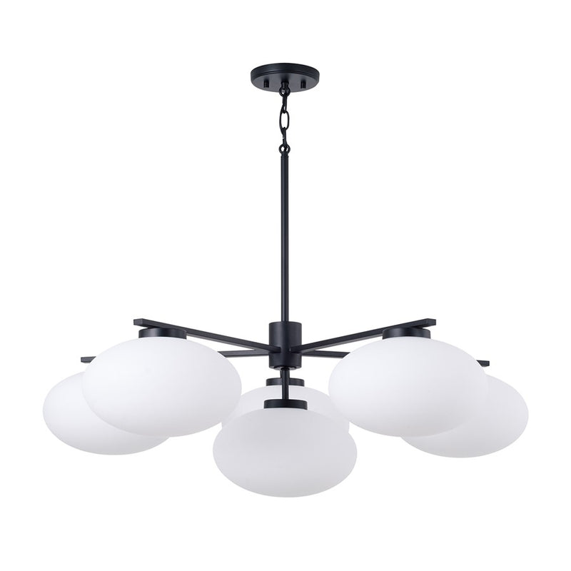 Capital Lighting Soren 6Lt Chandelier, Matte Black/Soft White Glass