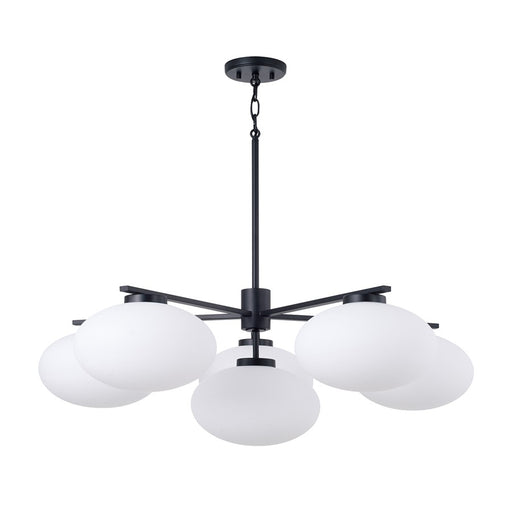 Capital Lighting Soren 6Lt Chandelier, Matte Black/Soft White Glass - 460561MB