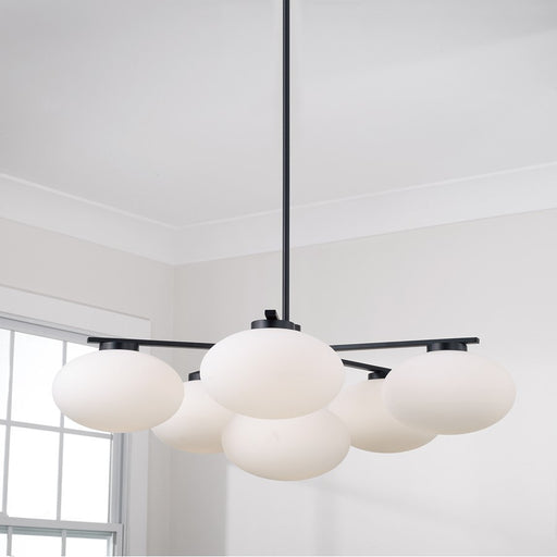 Capital Lighting Soren 6Lt Chandelier, Matte Black/Soft White Glass