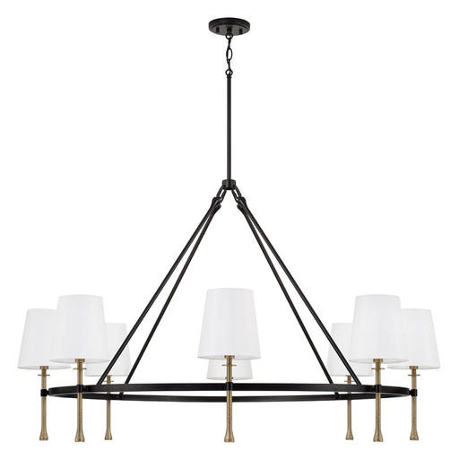 Capital Lighting Hollis 8Lt Chandelier, Black/Gold/White Fabric - 460781MBG-717