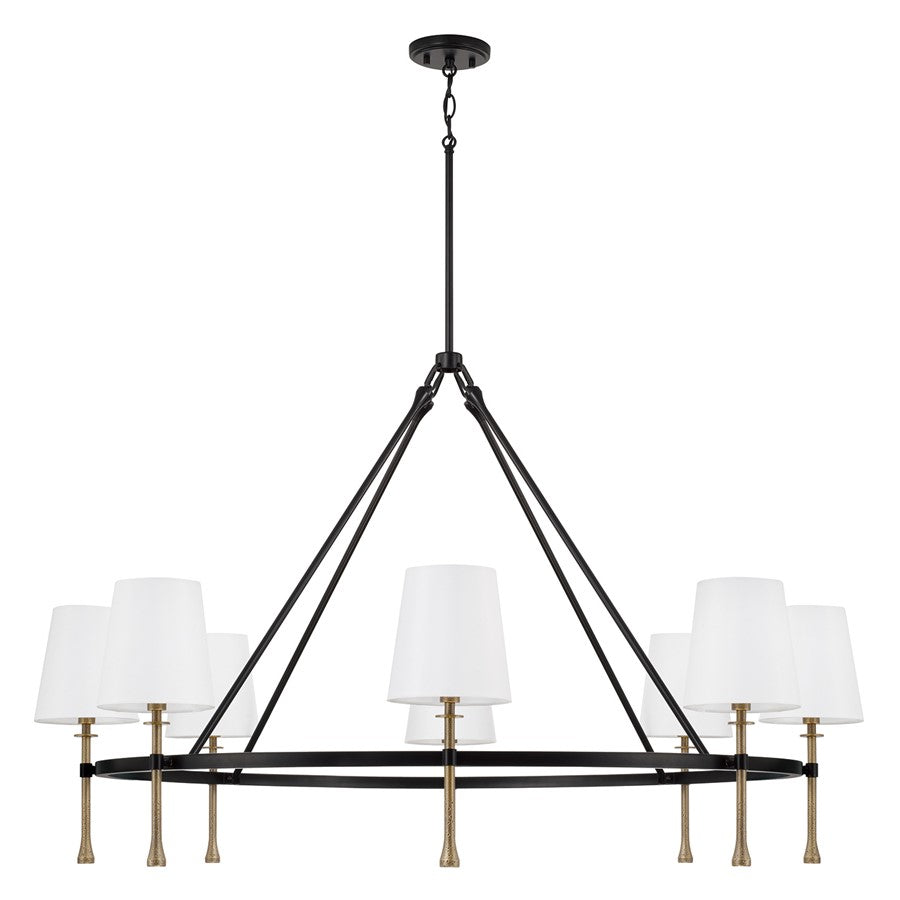 Capital Lighting Hollis 8Lt Chandelier, Black/Gold/White Fabric - 460781MBG-717