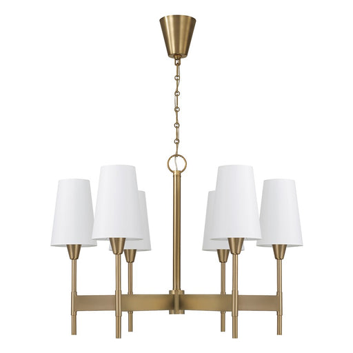 Capital Lighting Leland 6Lt Chandelier, Aged Brass/White Fabric - 460861AD-718