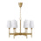 Capital Lighting Leland 6Lt Chandelier, Aged Brass/White Fabric
