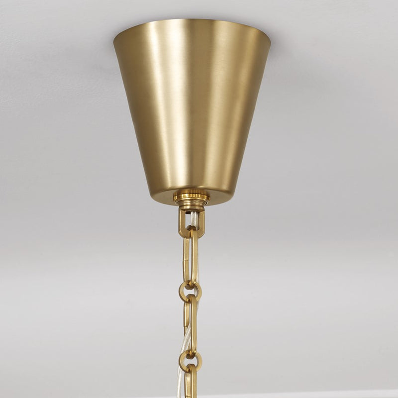 Capital Lighting Leland 6Lt Chandelier, Aged Brass/White Fabric