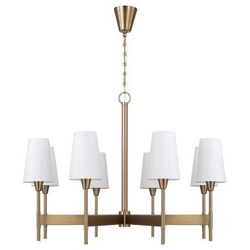 Capital Lighting Leland 8Lt Chandelier, Aged Brass/White Fabric - 460881AD-718