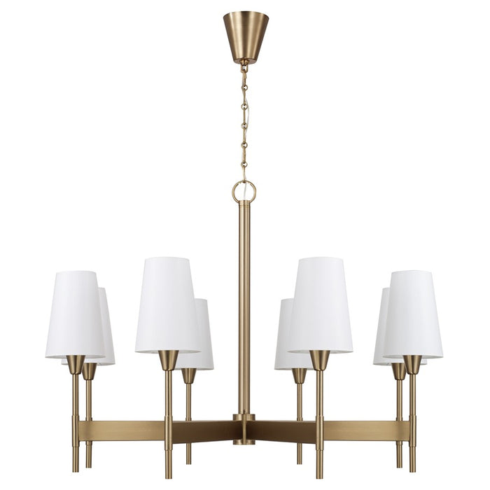 Capital Lighting Leland 8Lt Chandelier, Aged Brass/White Fabric - 460881AD-718