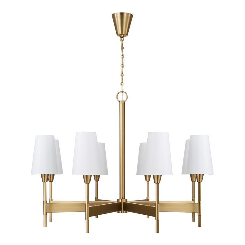 Capital Lighting Leland 8Lt Chandelier, Aged Brass/White Fabric