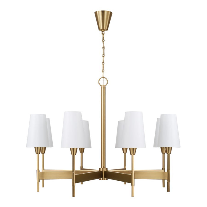 Capital Lighting Leland 8Lt Chandelier, Aged Brass/White Fabric