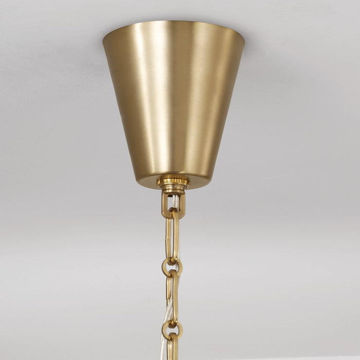 Capital Lighting Leland 8Lt Chandelier, Aged Brass/White Fabric