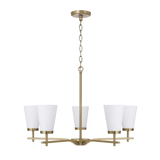 Homeplace Lighting Drake 5Lt Chandelier, Aged Brass/White Glass - 461051AD-660