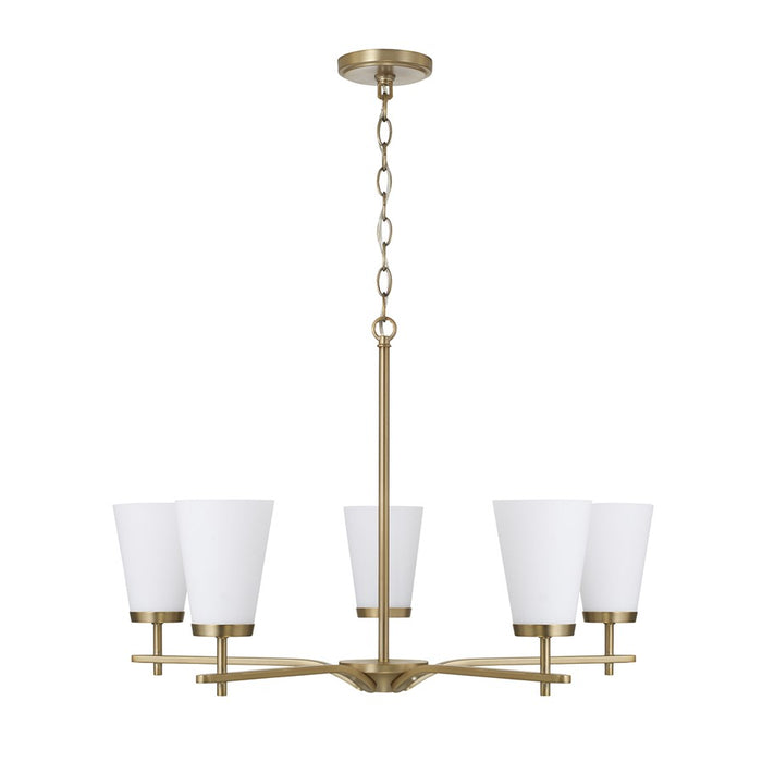 Homeplace Lighting Drake 5Lt Chandelier, Aged Brass/White Glass - 461051AD-660